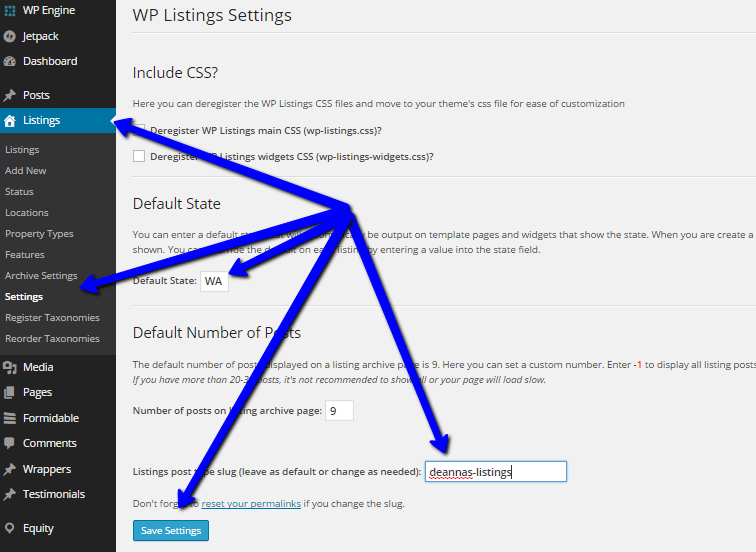 WP Listings Settings