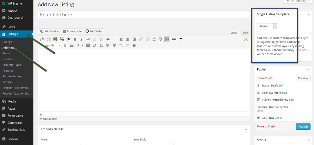New WP Listing