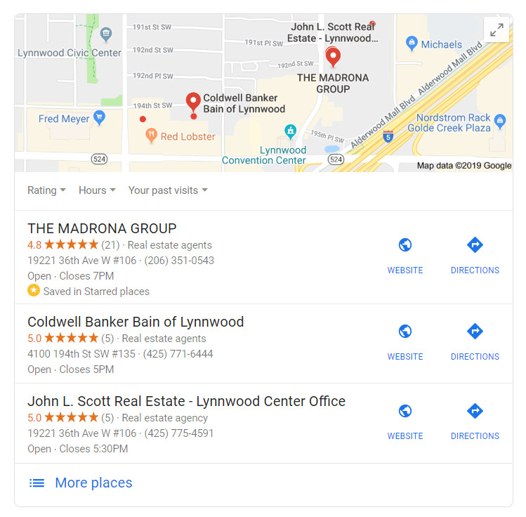 google local seo real estate map pack
