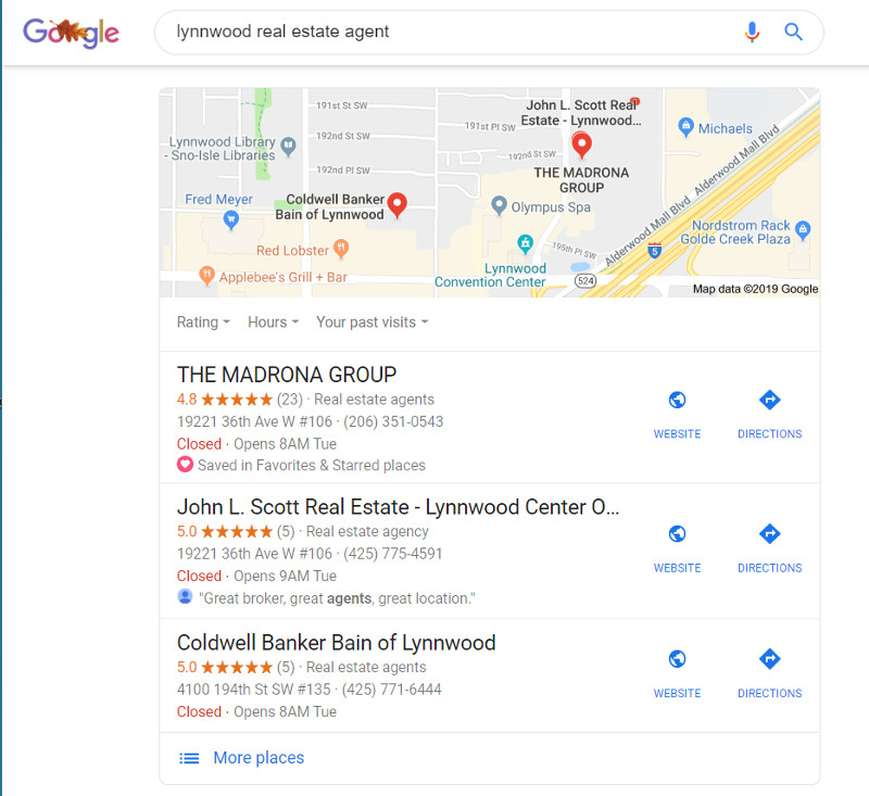 Google Map Pack local seo results