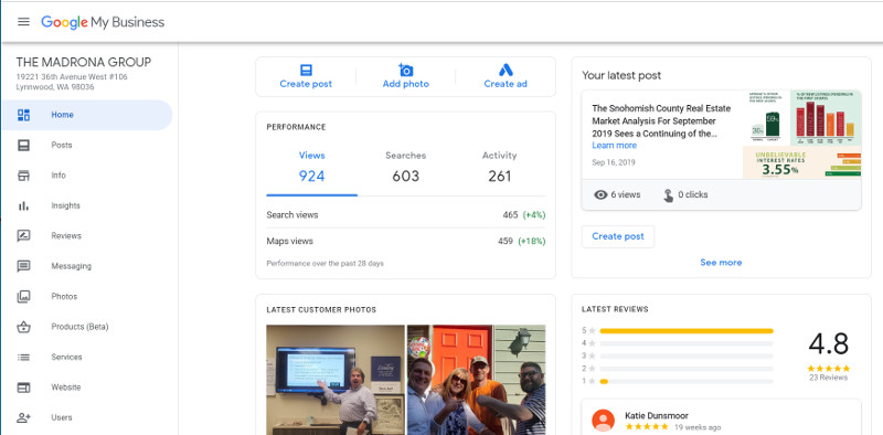 Google My Business Dashboard