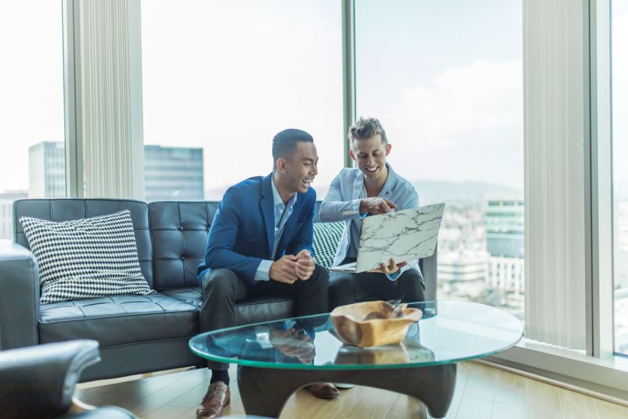 Real Estate agent having a friendly conversation with a client