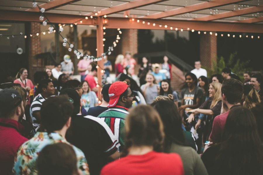 People enjoying a block party