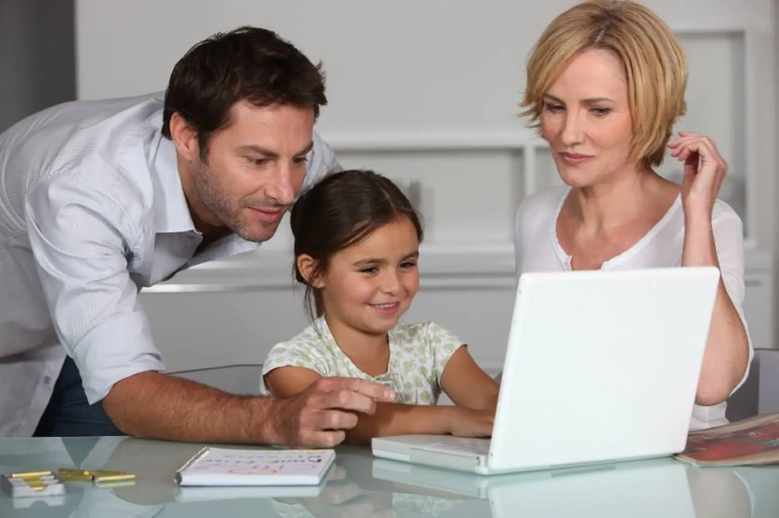 Family looking at real estate website