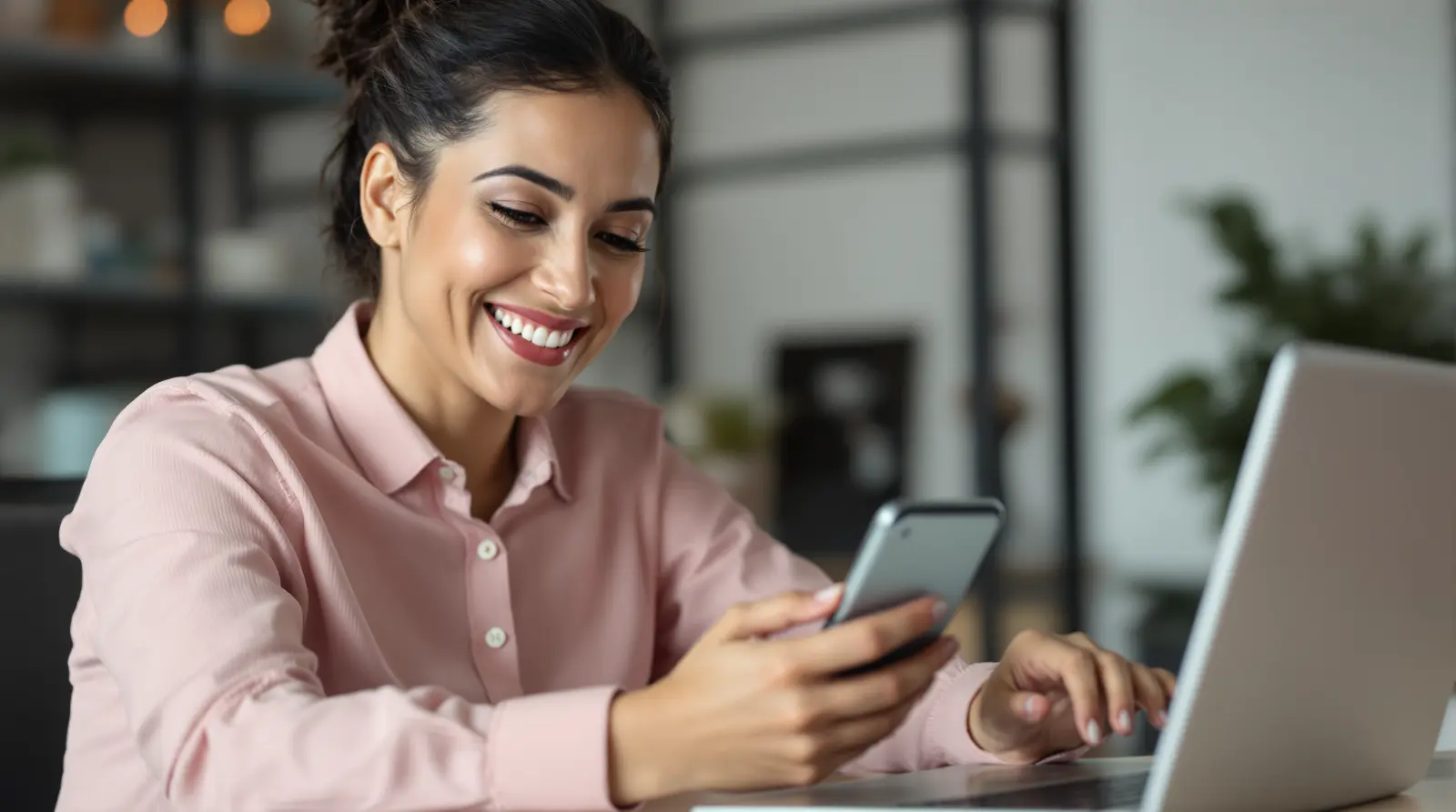 Real estate agent receiving online payment from content business while working at home office