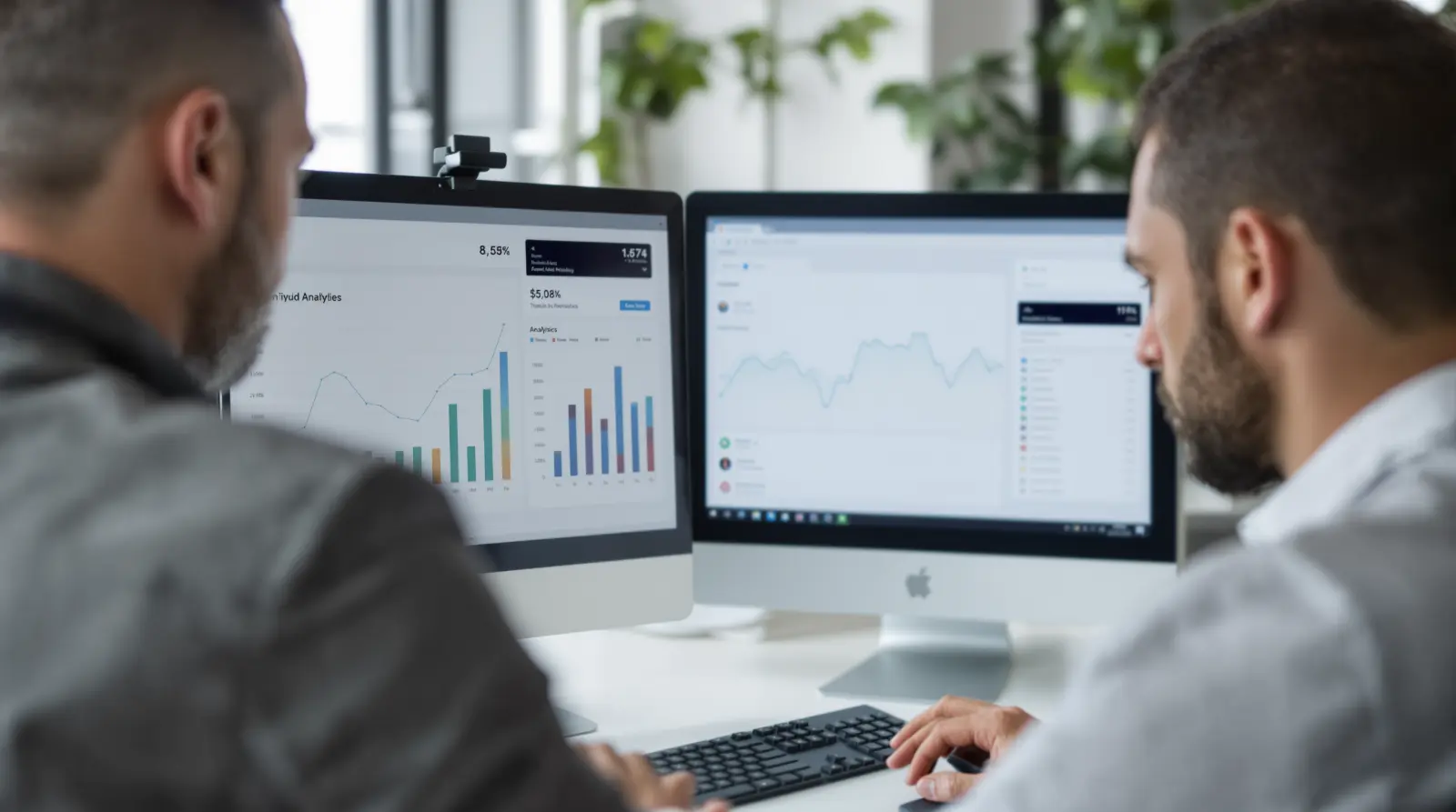 Realtor reviewing social media platforms and analytics for content creation strategy