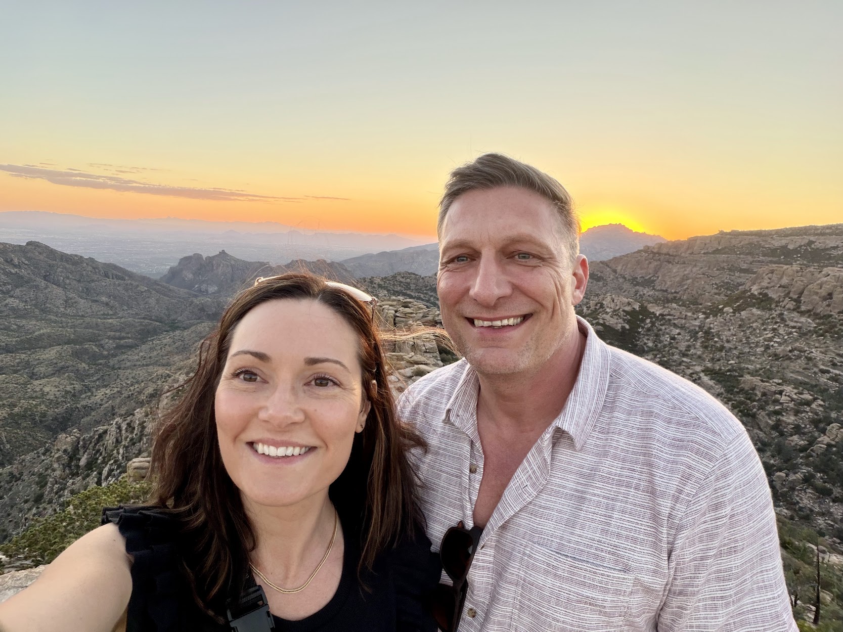 Jason Fox and his wife at a Tucson sunset overlook