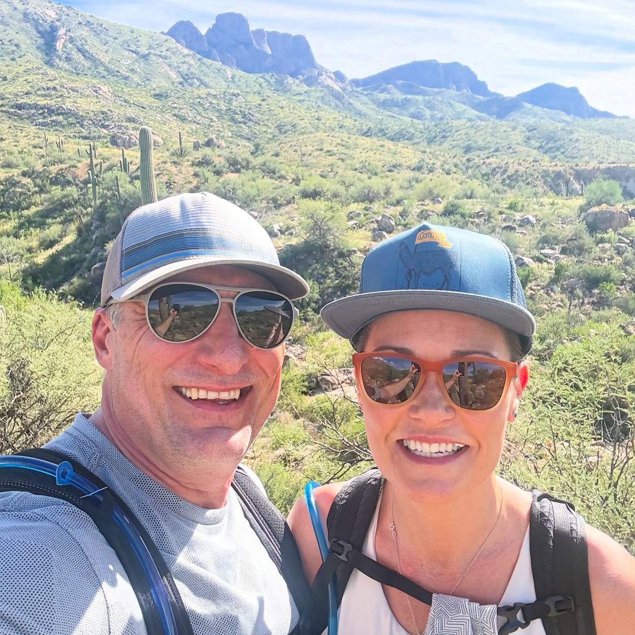 Jason and Sarah hiking together in the Tucson desert